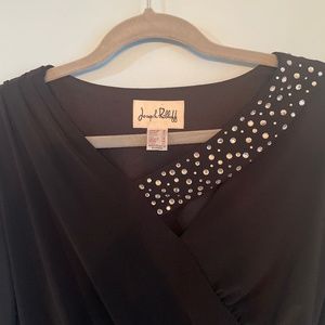 Joseph Ribkoff 163015 Black spandex Sequin dress gathered down side